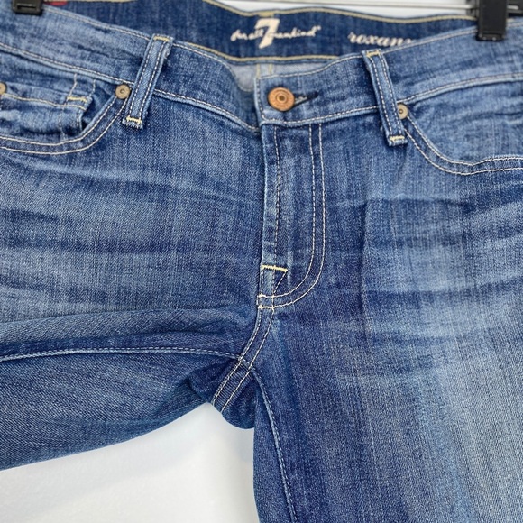 7 For All Mankind Roxanne Low Rise Skinny Stretch Jean's In Medium Blue Size 28 - Picture 7 of 10